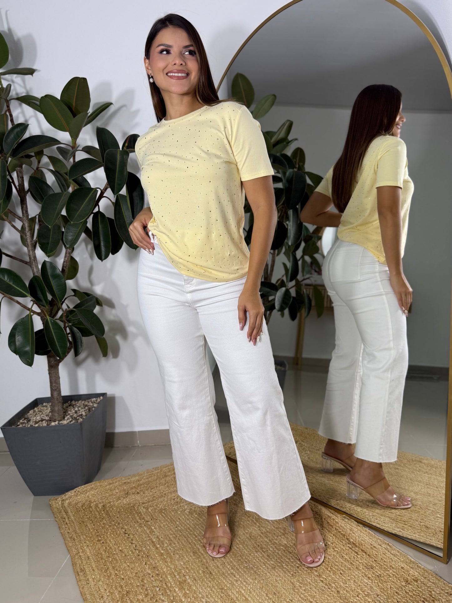 Blusa butter yellow con brillo