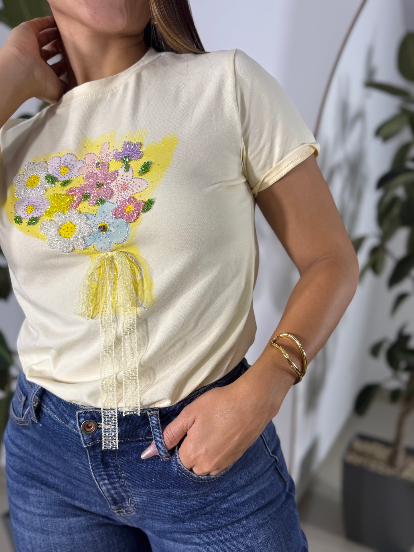 Blusa flores amarilla