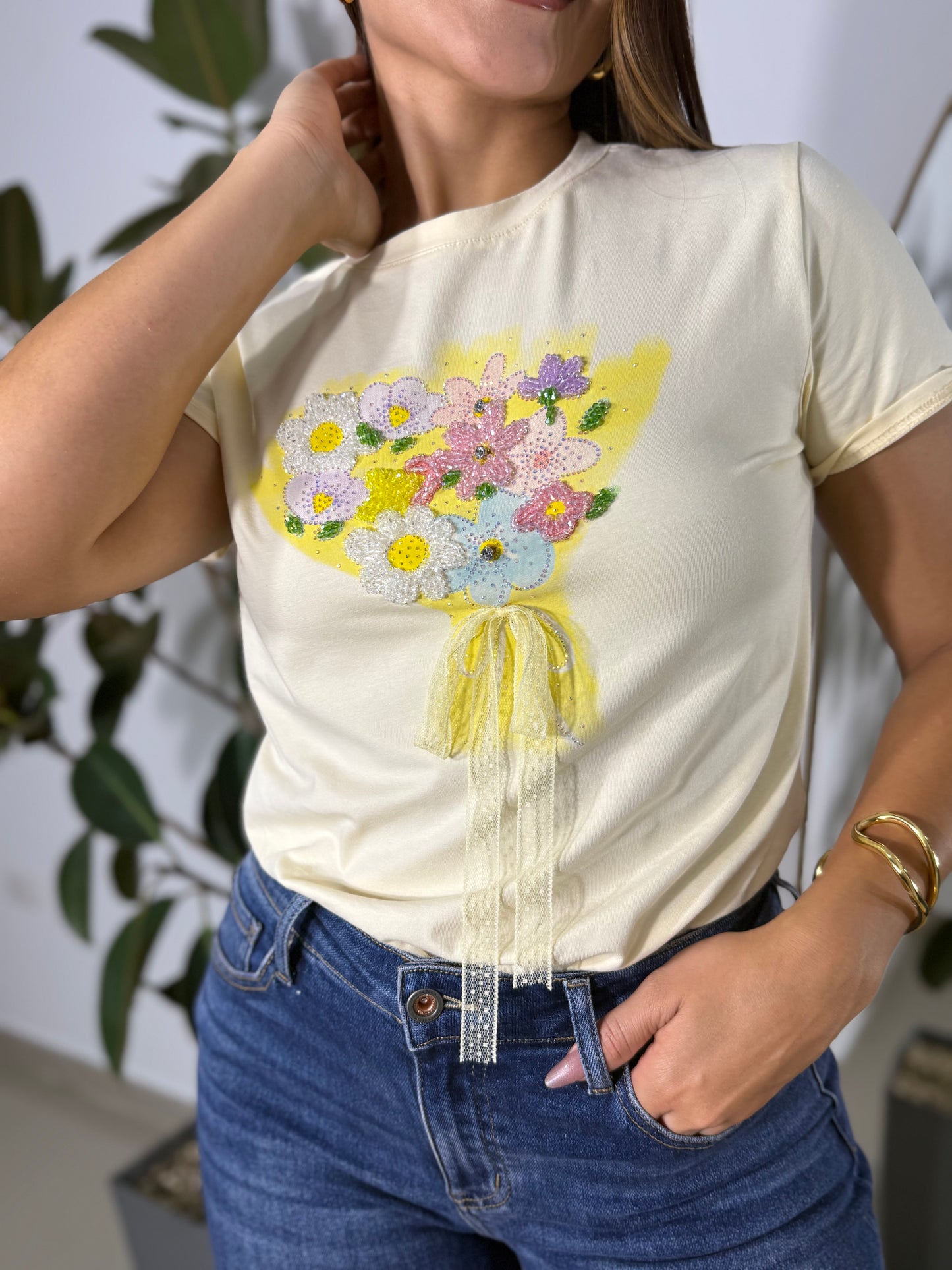 Blusa flores amarilla