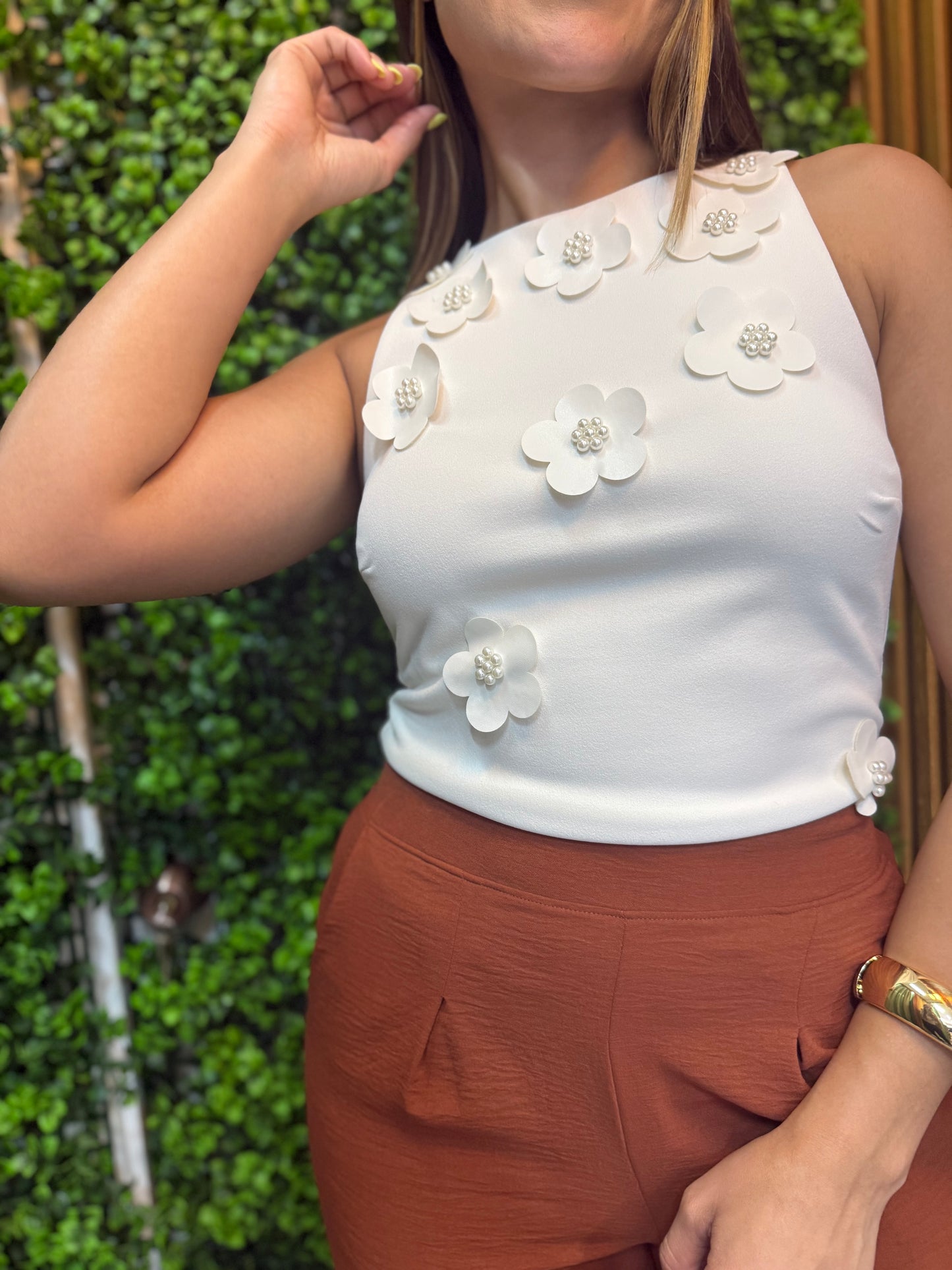 Blusa flores blanca