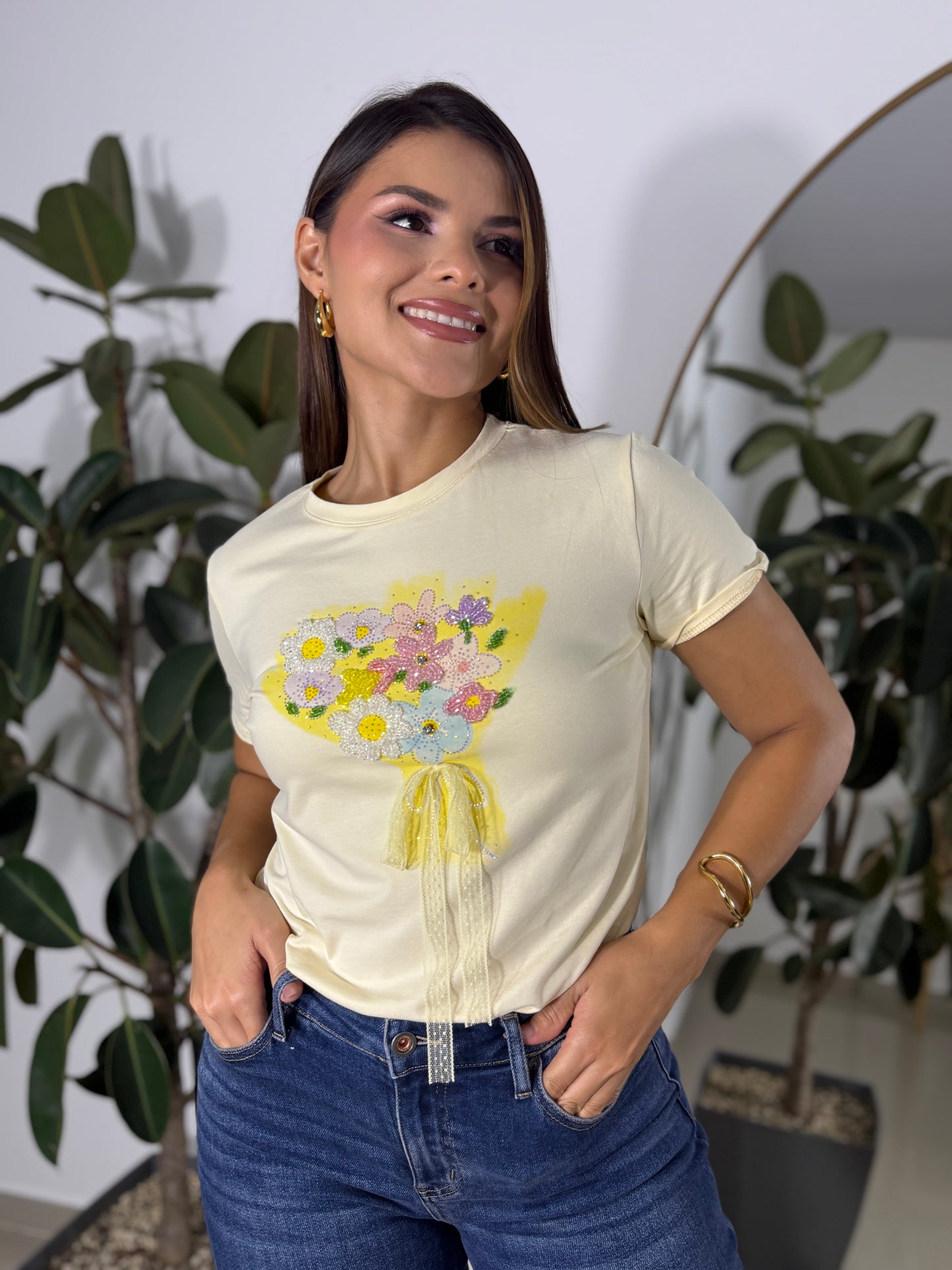 Blusa flores amarilla